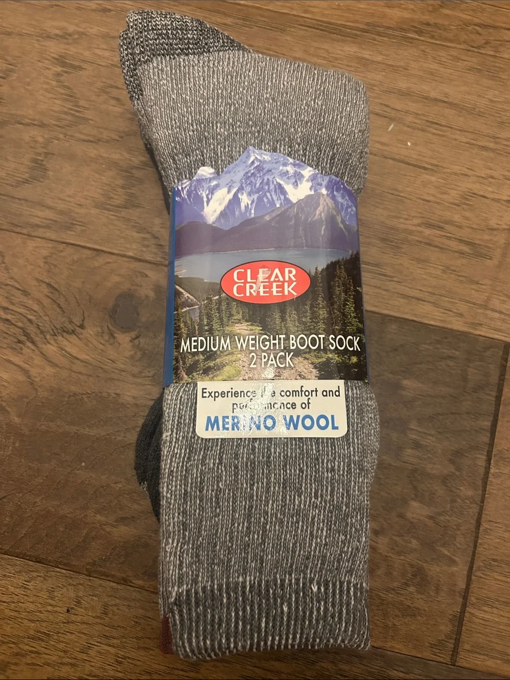 Men's Gray Medium Weight Merino Wool Boot Socks - 2 Pack